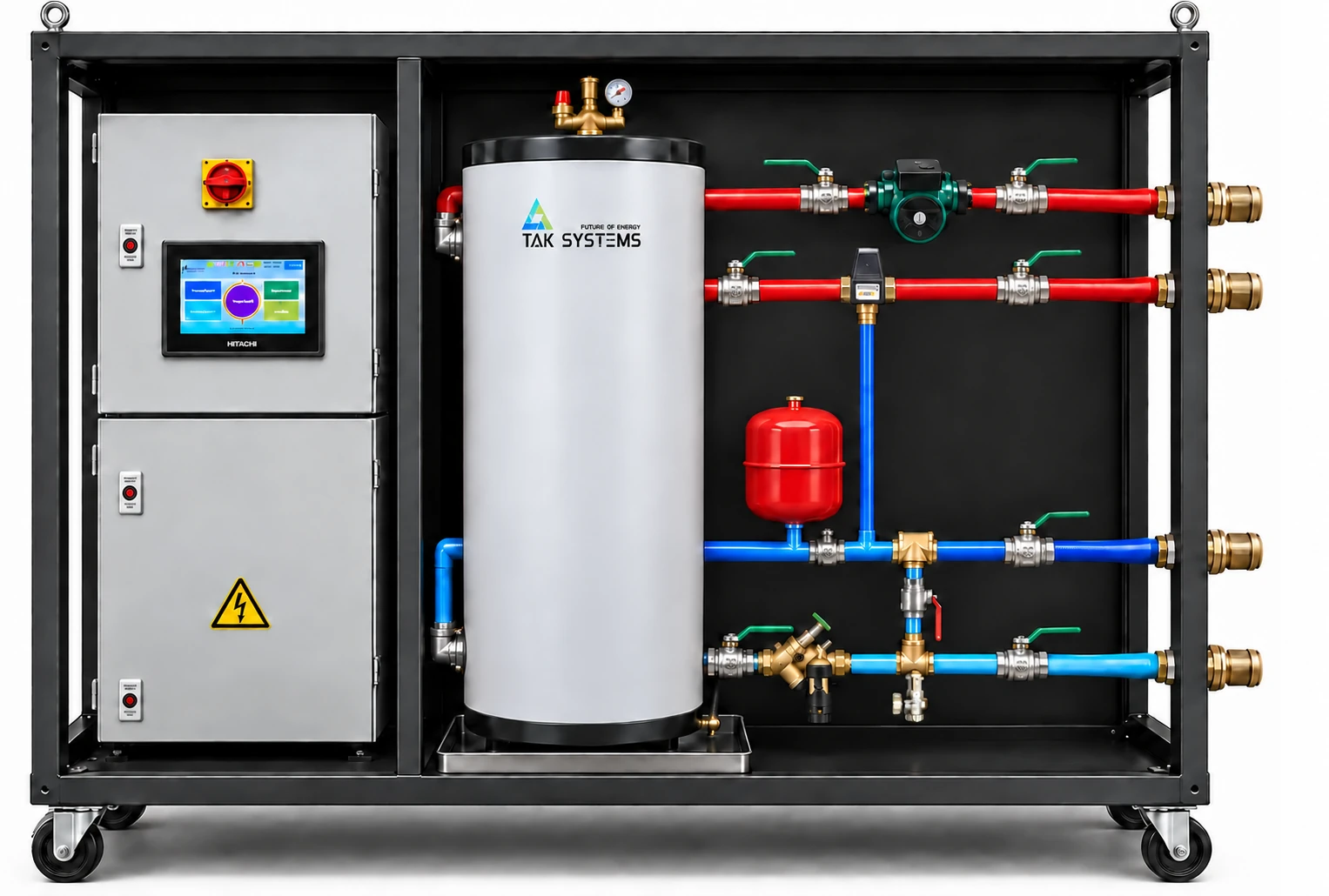 Mobile TAK Heizzentrale mit Wasserspeicher und Steuerung